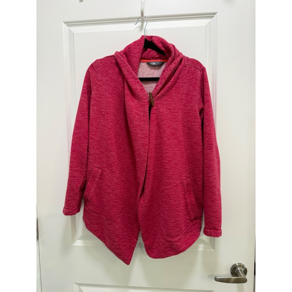 The North Face Womens Raspberry Pink Heathered Fleece Toggle Wrap Cardigan L